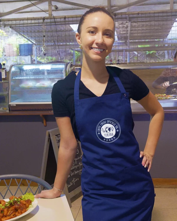 Tablier Bleu Marine – Cheffe Créole Officielle 974 (féminin)