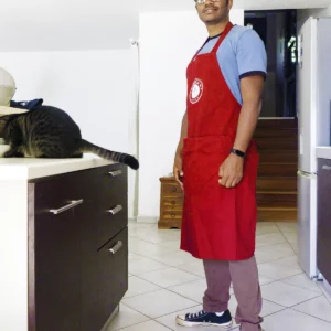Tablier Rouge – Chef Créole Officiel 974 (masculin)