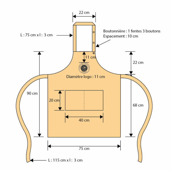 Tablier Chef Creole Dimensions